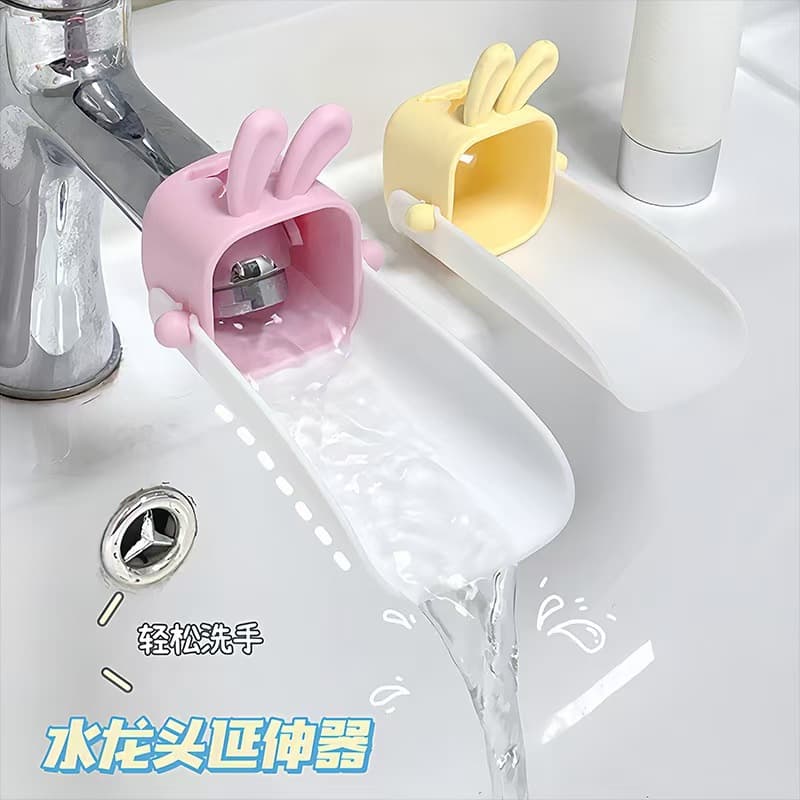 Rabbit Cartoon Faucet Extender for Kids, Silicone Extended Switch for Splash-Free Hand Washing