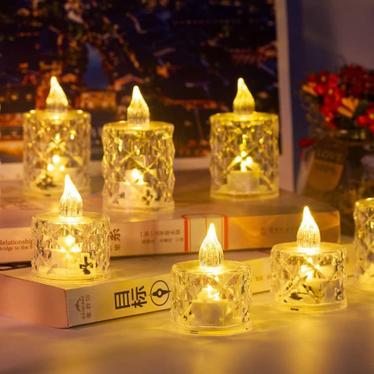 LED Electronic Transparent Diamond Candle Light for Tea Candles, Bar Decor, and Birthday Gifts
