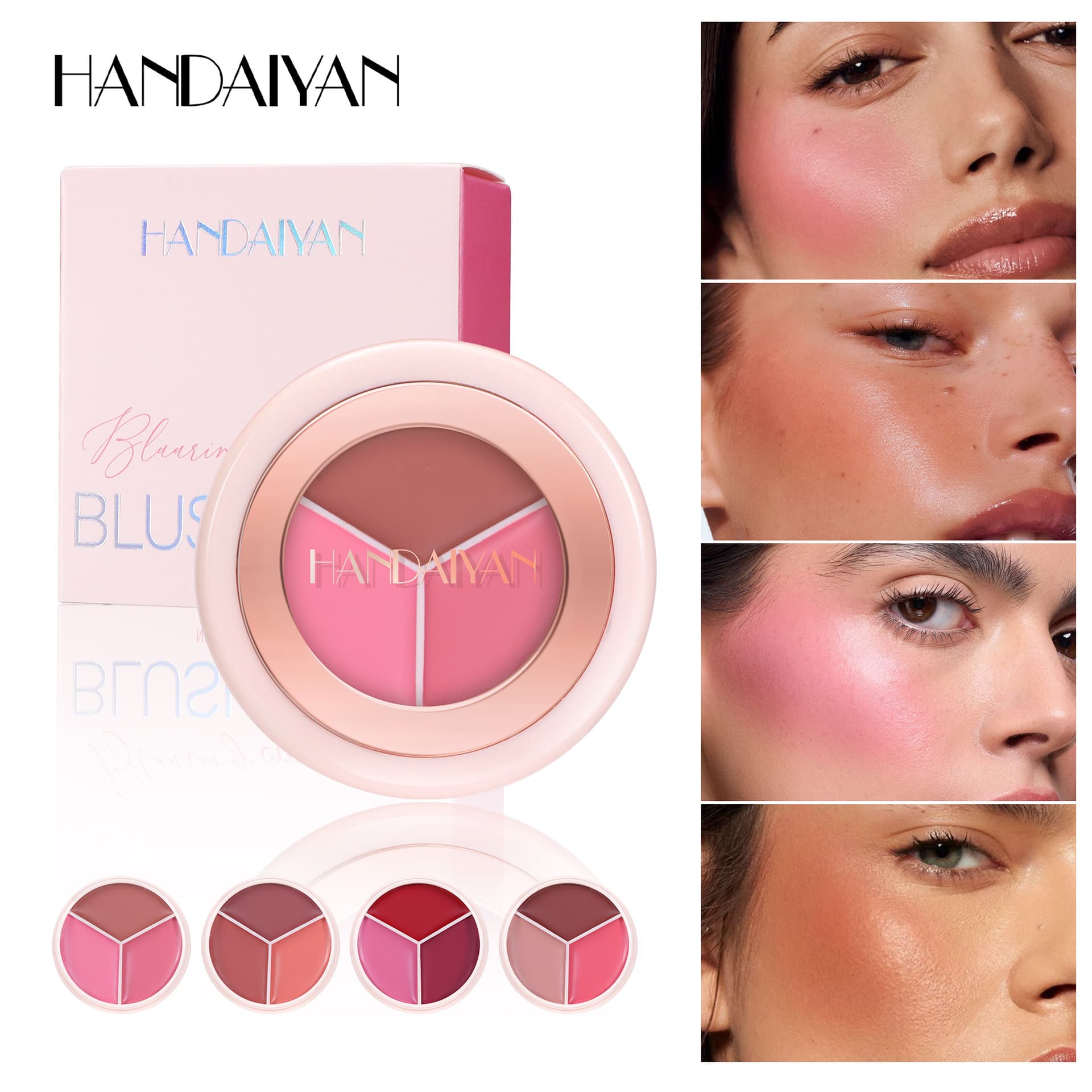 Cross-border Blush Natural Matte Waterproof Blush Mud HANDAIYAN Blush Cream Rouge Blush