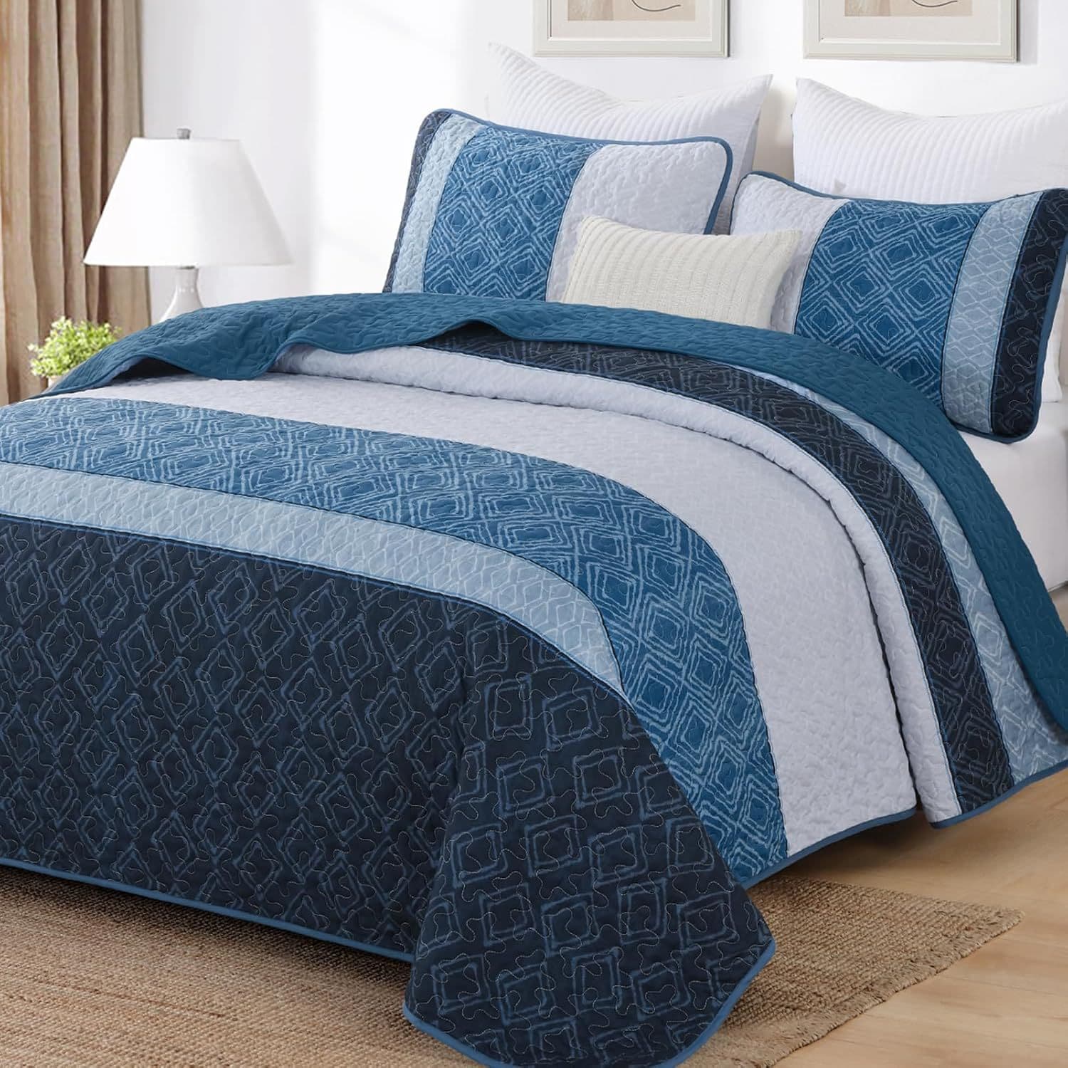 Cross-Border 3-Piece Set Bedspread 3D Digital Printing Quilted Sheet Custom Design for Amazon Foreign Trade Bedding Home Textiles