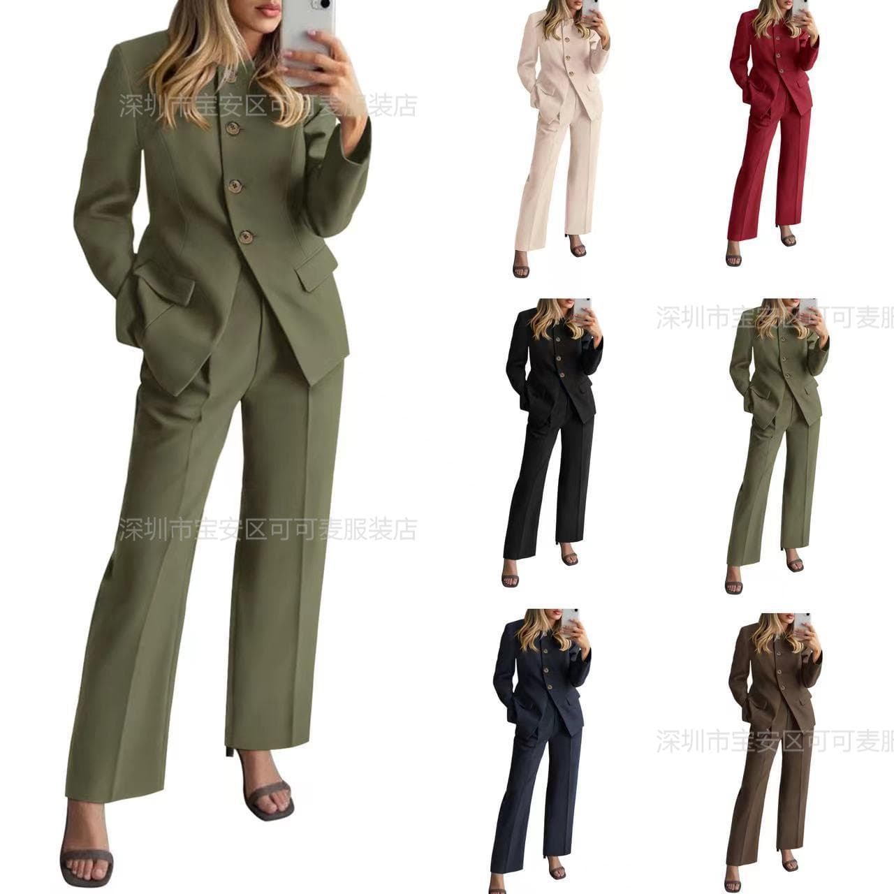 2025 Cross-border Europe and America Autumn New Elegant and Stylish Design Long Pants Set High-end Two-piece Set for Women