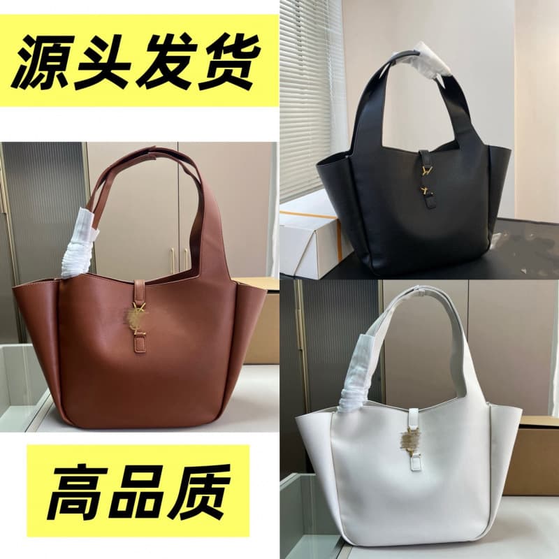 YSL large bag premium texture women's handbag 2025 spring/summer new genuine leather Bea shopping tote hobo underarm bag