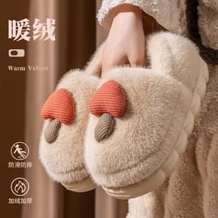 Women's Cotton Slippers Autumn Winter Outdoor 2025 New Indoor Cute Thick Sole Warm Fur Fleece Back-Strap Cotton Shoes Men