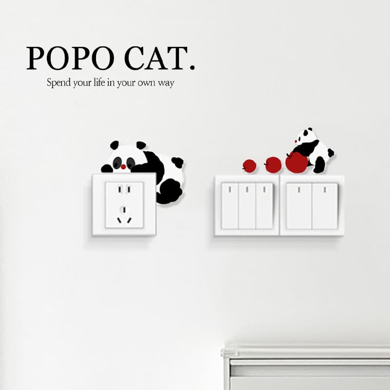 Living Room Switch Sticker Panda Decal Waterproof Switch Frame Cover Anti-Dirt Outlet Protector Acrylic Wall Decoration