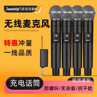 Wireless Professional Charging Microphone Set 1-to-4 for KTV Singing, Audio Amplifier, Live Streaming Sound Card, Stage Handheld Microphone