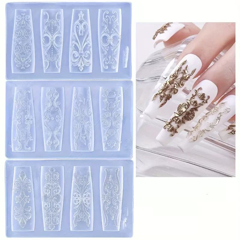 New Retro Totem European and American Exaggerated Style Nail Art Jewelry Silicone Mold Nail Carving Glue Model Abrasive Tool