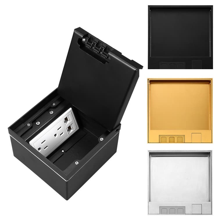 Factory Stainless Steel 15A American Standard Power Outlet Marble Style Flush-Mounted Concealed Universal Floor Socket Box