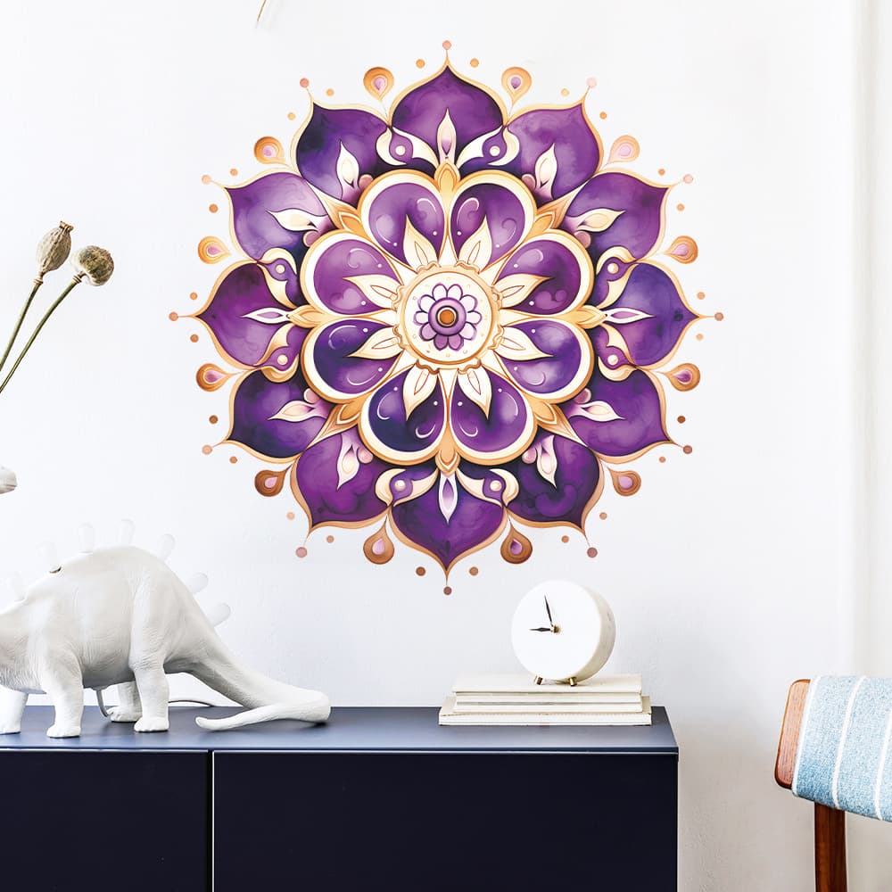 New FX-B401 Foreign Trade Middle East Purple Mandala Bedroom Study Home Beautifying Wall Stickers Wholesale Self-Adhesive
