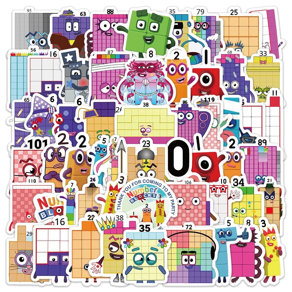 60 number blocks children's enlightenment stickers Number blocks cartoon notebook water cup decoration stickers