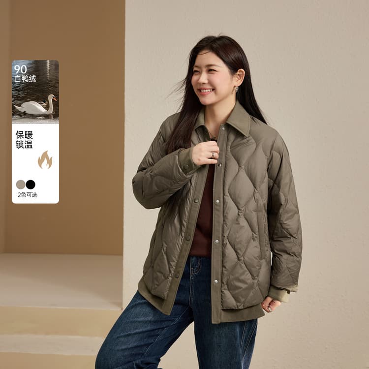 【Lightweight Lapel 90% Duck Down Puffer】Xianlixiu Plus Size Women's Korean Style Patchwork Coat, New Winter Style for Curvy MM