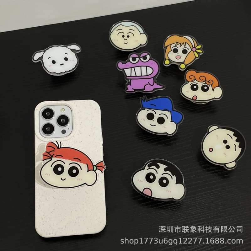 Cartoon Phone Airbag Stand Acrylic Crayon Shin-chan Sticky Lazy Binge-Watching Tool Pink Crocodile New