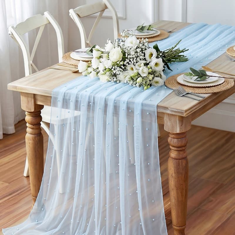 Blue pearl mesh table runner restaurant decoration tablecloth burgundy mesh table runner art wedding decoration square table runner