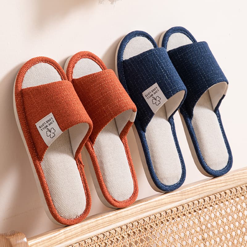 Factory Direct Home Linen Slippers for Women Indoor Anti-Slip Durable Couple Slippers for Men Four Seasons Floor Slippers Wholesale