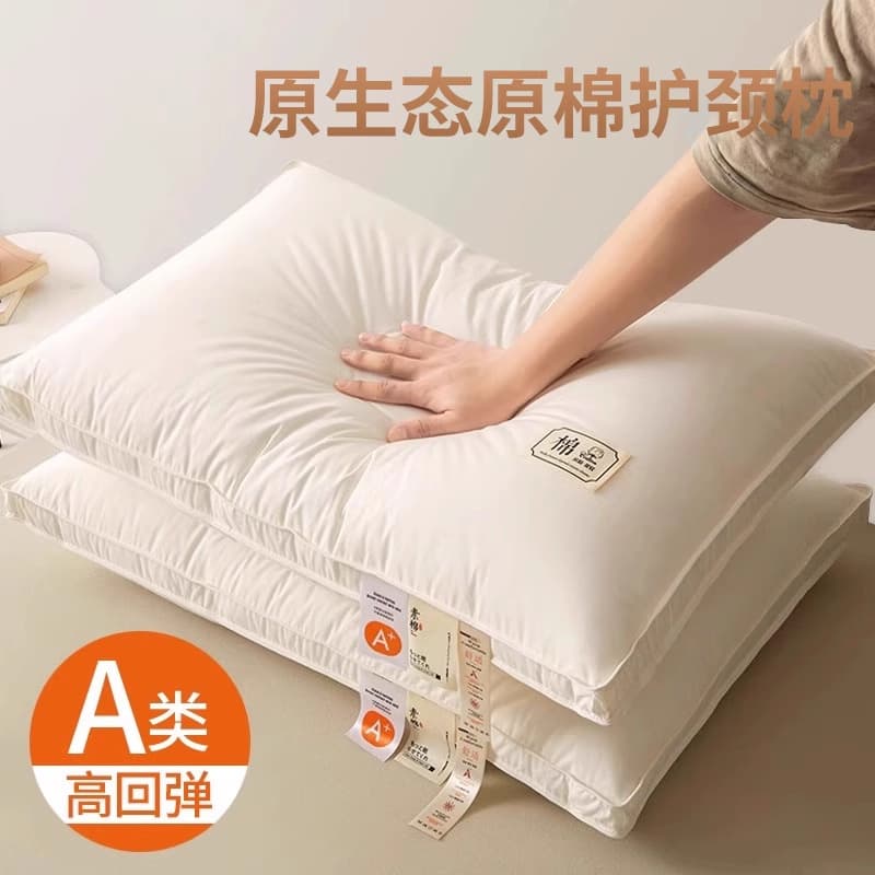 Pillow Core for Neck Support and Sleep Aid, Dormitory Men's Hotel Sleeping Specific Single Adult Low Profile Home Use Set of 2
