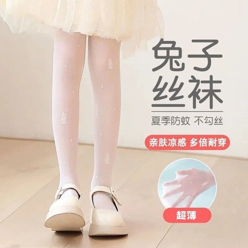 Children's Stockings Summer Thin Pantyhose White Leggings Anti-Mosquito Dance Socks Rabbit Bear Stockings Wholesale