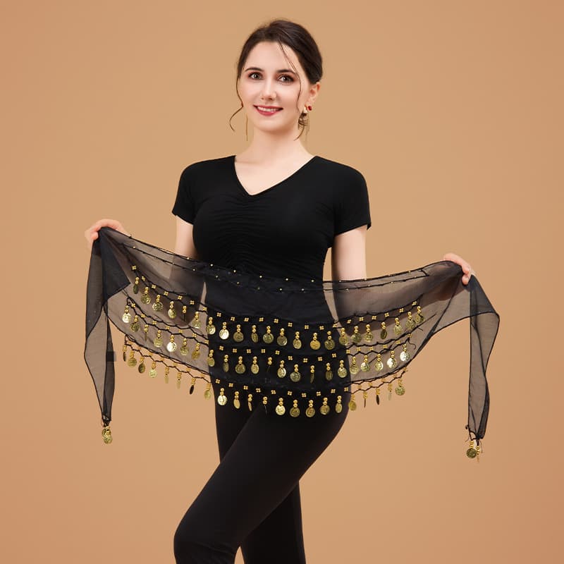 Factory direct sales of belly dance belts, 66/72/128 coin three-layer waist chain, belt, and hip towel, exclusively for cross-border Amazon.
