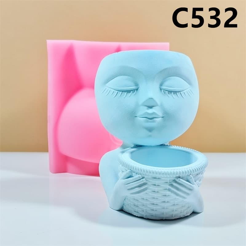 Nordic Cross-border Girl Silicone Mold Succulent Plant Pot DIY Handmade Home Decoration C532
