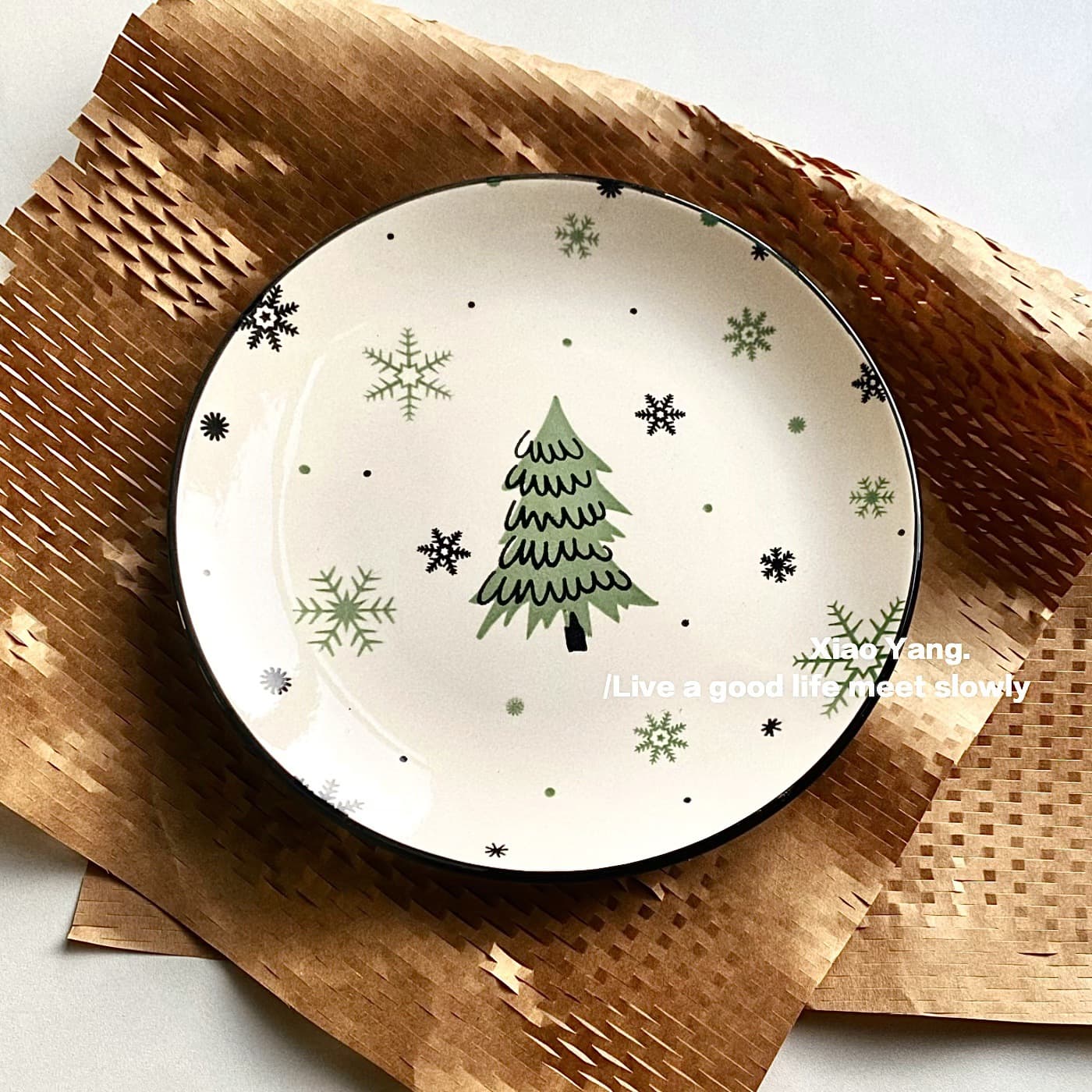Christmas gift Christmas tree ceramic tableware plate good-looking internet celebrity household high temperature resistant fashionable dessert breakfast plate