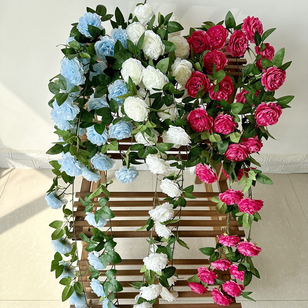 Meiliyang Peony Wall Hanging Artificial Flowers Simulation Peony Vine Wholesale for Storefront Hotel Mall Decoration Fake Flower Vine