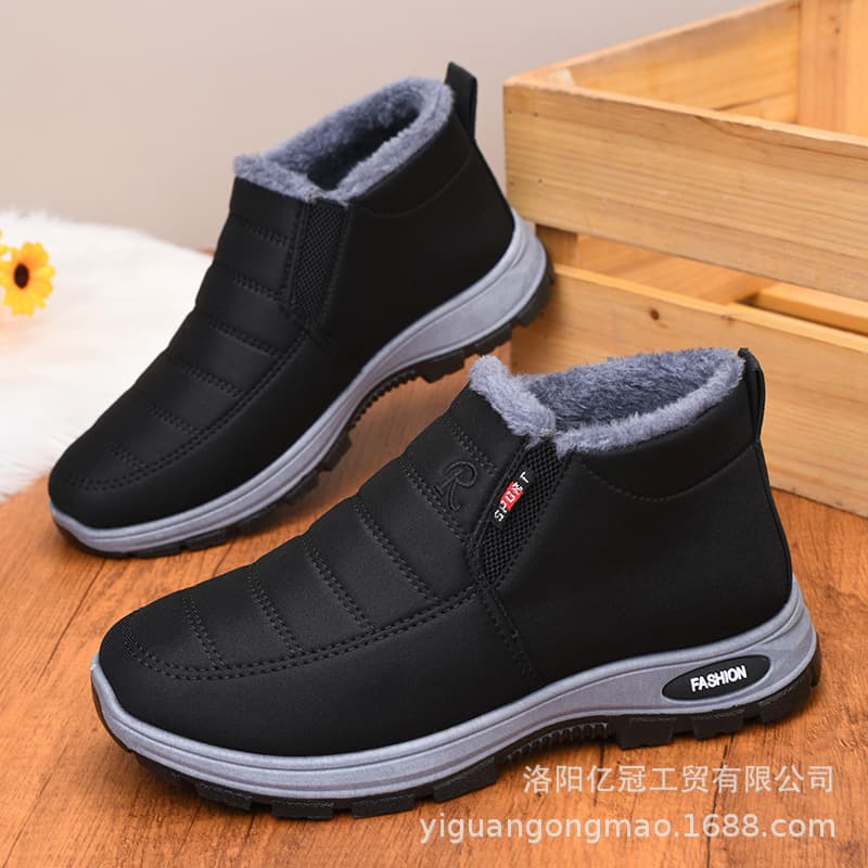 Women's Cotton Shoes Autumn Winter Cross-Border Mom Shoes Outdoor Warm Casual Cotton Boots Plush Lined Thick Slip-On Elderly Shoes Wholesale