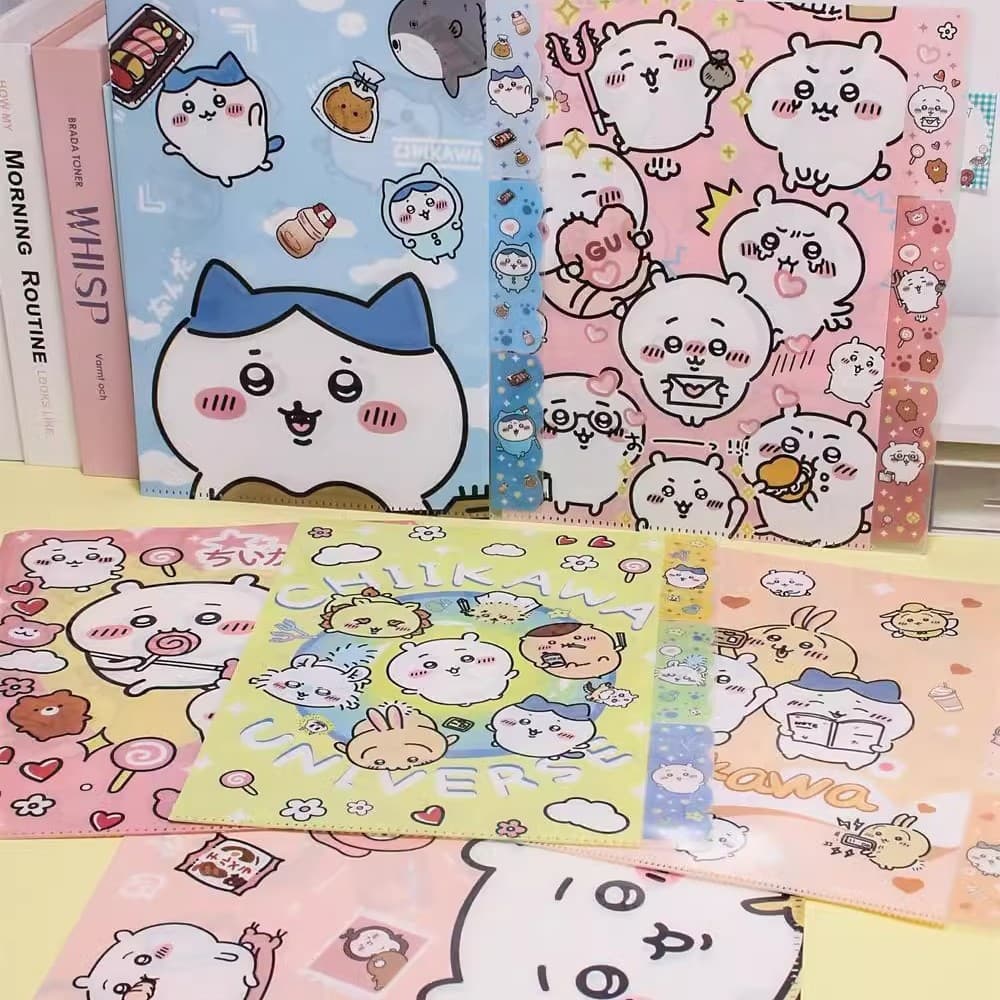 Three Cute Cartoon Multi-Layer Exam Paper Organizer for Middle School Students, A4 Folder