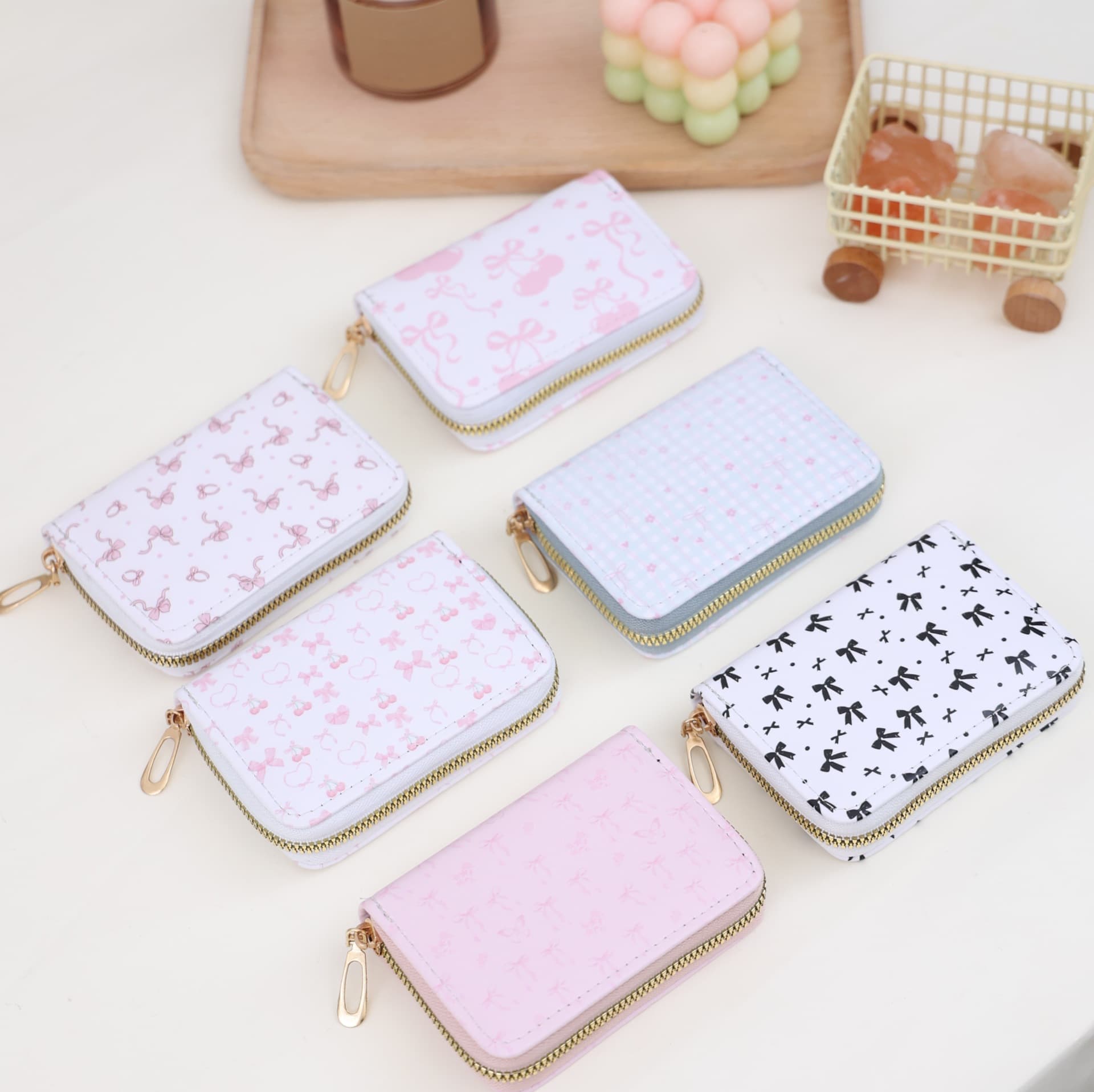 Korean-style Bow Card Holder Women's Ins Mini Multi-slot ID Wallet Student Portable Zipper Coin Purse Wholesale