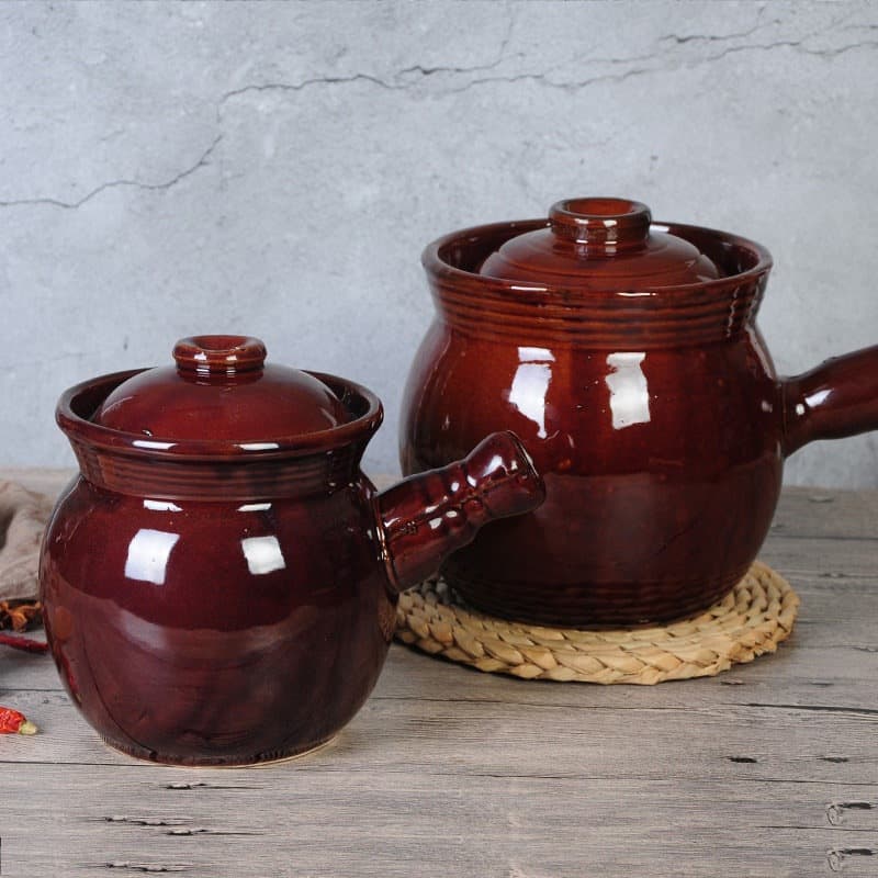Single-handled earthen clay pot and earthen pot stew pot soup pot and stew pot ceramic single-handled soup and porridge pot rice noodle pot earthen pot and soup pot