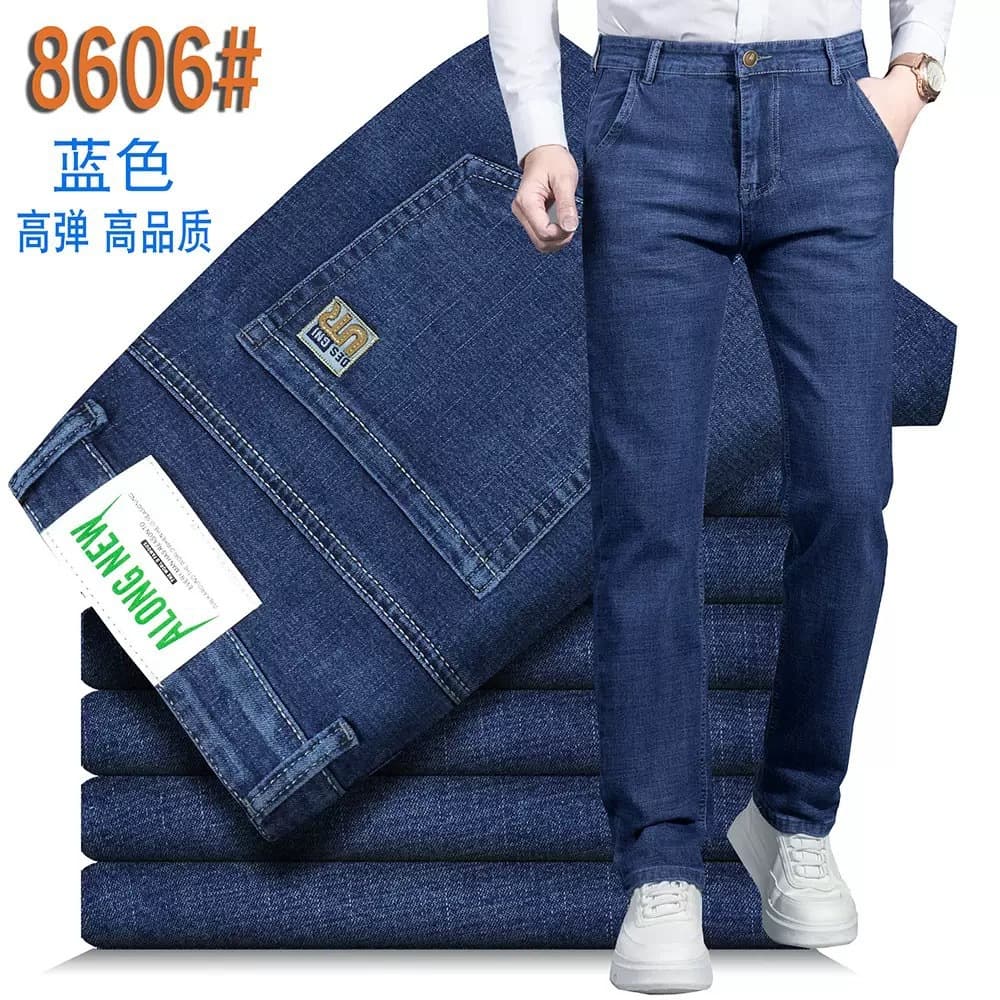 Summer Business Formal Jeans for Men, Loose Straight Stretch Slim Fit Long Pants