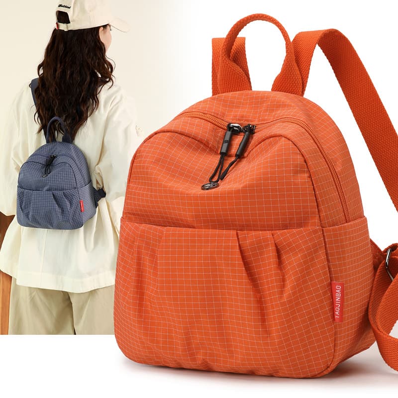 Women's Campus Style Plaid Small Backpack, Korean Version Large Capacity Commute Lightweight Storage Casual Travel Backpack