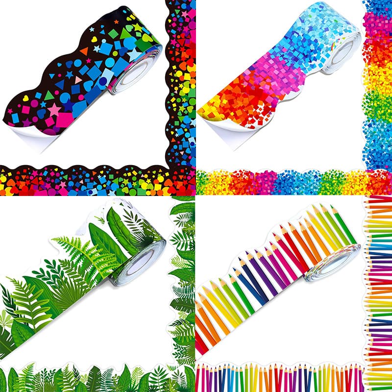 Wave-Shaped Bulletin Board Self-Adhesive Blackboard Border Sticker Waterproof Decorative Extra-Long Magnetic Label Custom