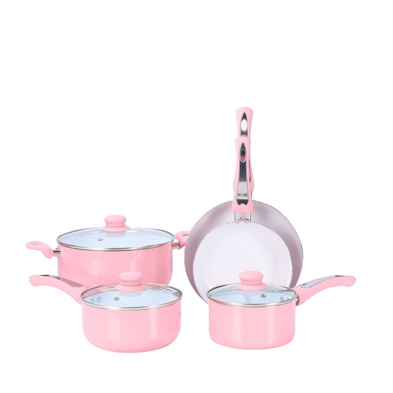 Aluminum Ceramic Cookware Set Non-Stick Frying Pan Wok Soup Pot Milk Pot Household Cookware Wholesale Induction Cooktop Rapid Heating