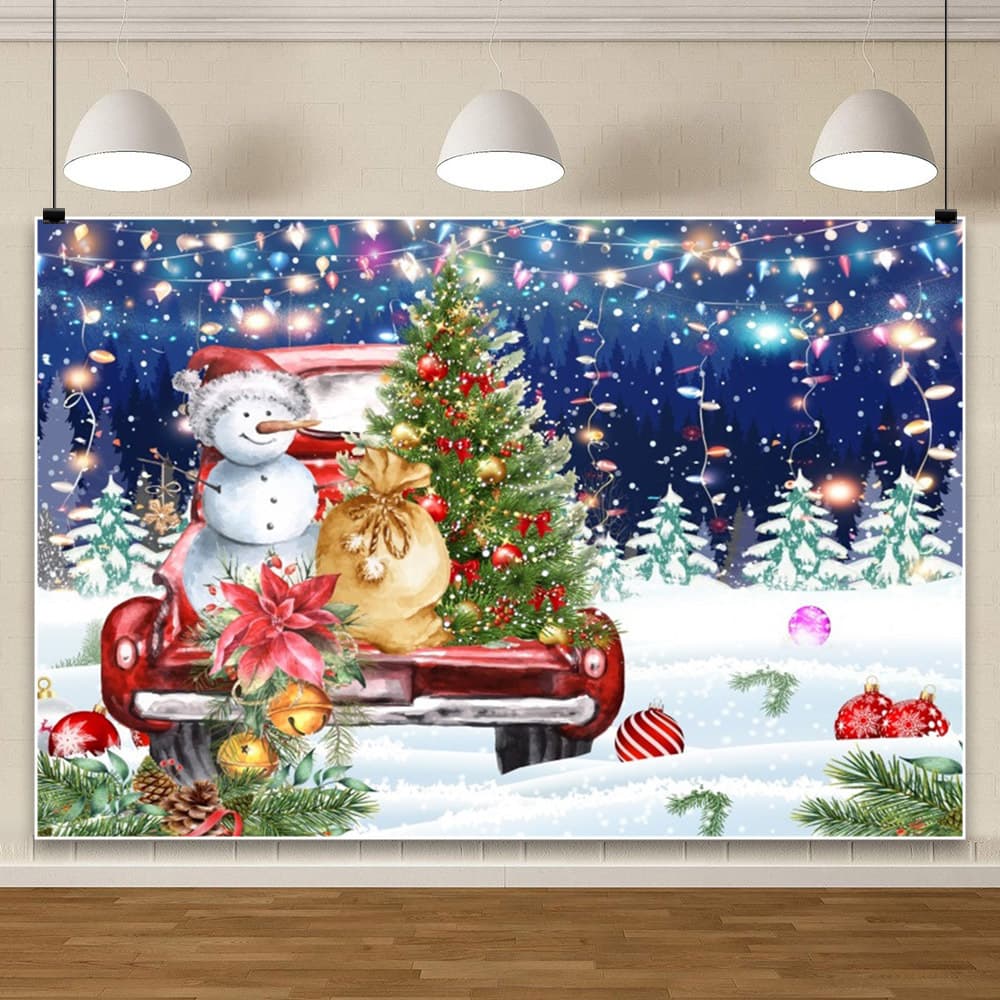 Christmas photography backdrop, winter snow scene, family gathering party banner backdrop, Amazon cross-border
