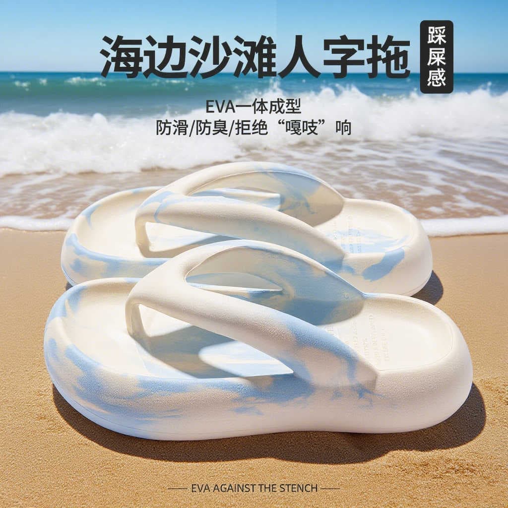 Lidani Thick-Soled Flip-Flops for Women's Summer Outer Wear 2025 New Non-Slip Poop-Feeling Flip-Flops Seaside Beach Slippers for Women
