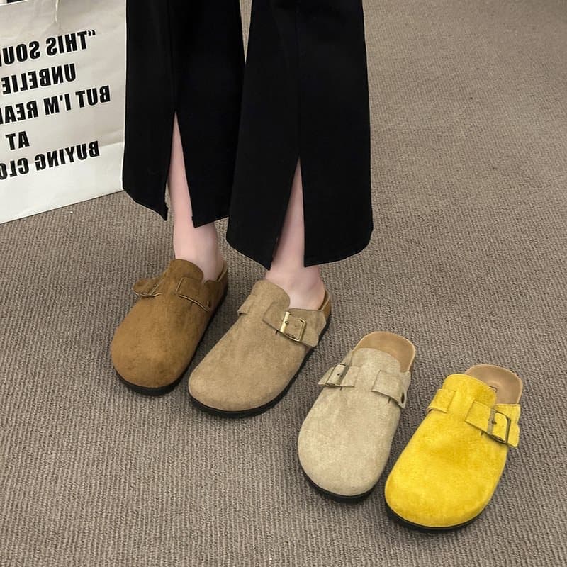 Non-slip spring half-toed toe-toe summer slippers retro women's shoes for outer wear thick soles 2025 new Birkenstock shoes soft soles for women
