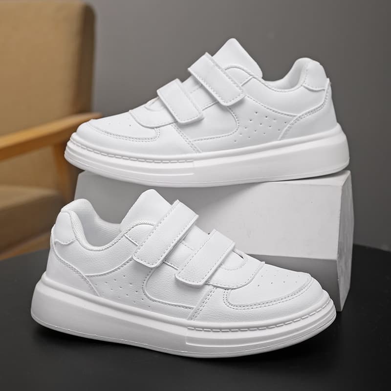 Cross-Border Trade Children's Shoes Boys White Shoes Leather Upper Middle and Big Kids Primary School Board Shoes Boys and Girls White Sports Shoes
