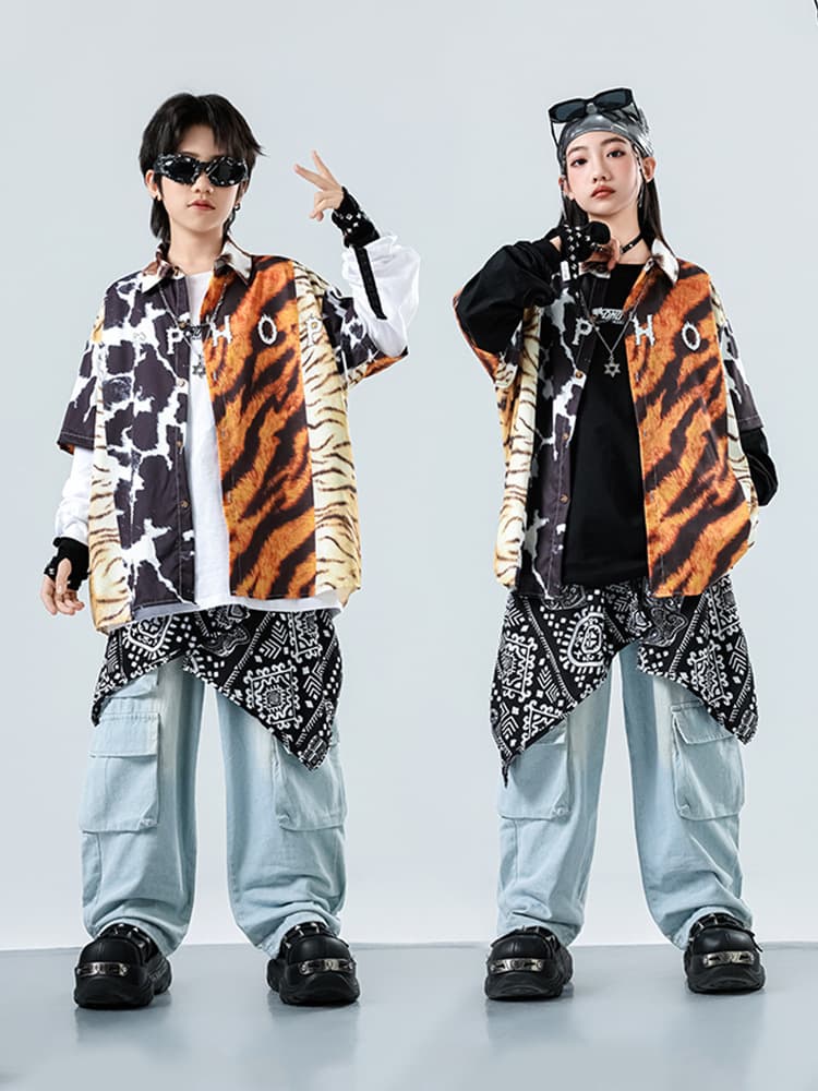 Children's Hip Hop Dance Costume Set, Boys' Hip Hop Streetwear Suit, Girls' Jazz Dance Outfit, Kids' Hip Hop Performance Wear