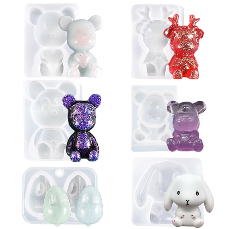 30 types of silicone molds for cakes, food supplements, baking semi-dimensional animals, violent bears, sleeping baby candles, silicone molds