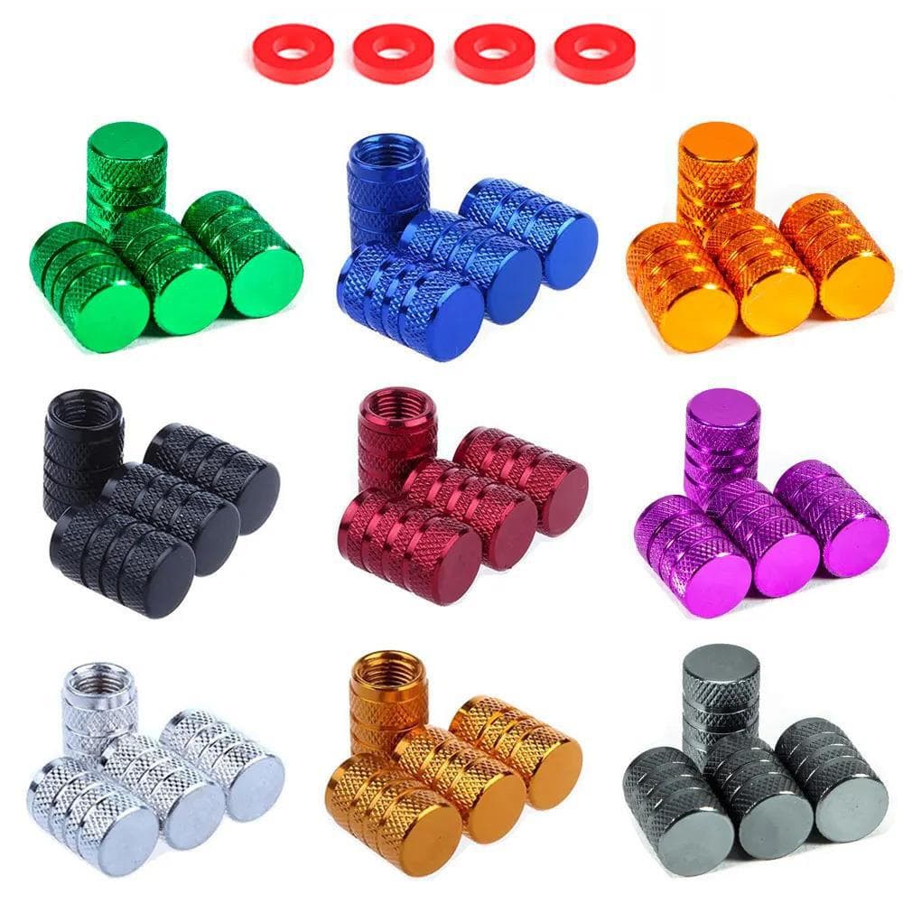 Aluminum Alloy Colored American Knurled Valve Stem Caps, Universal Car Tire Dust Caps for Sedans
