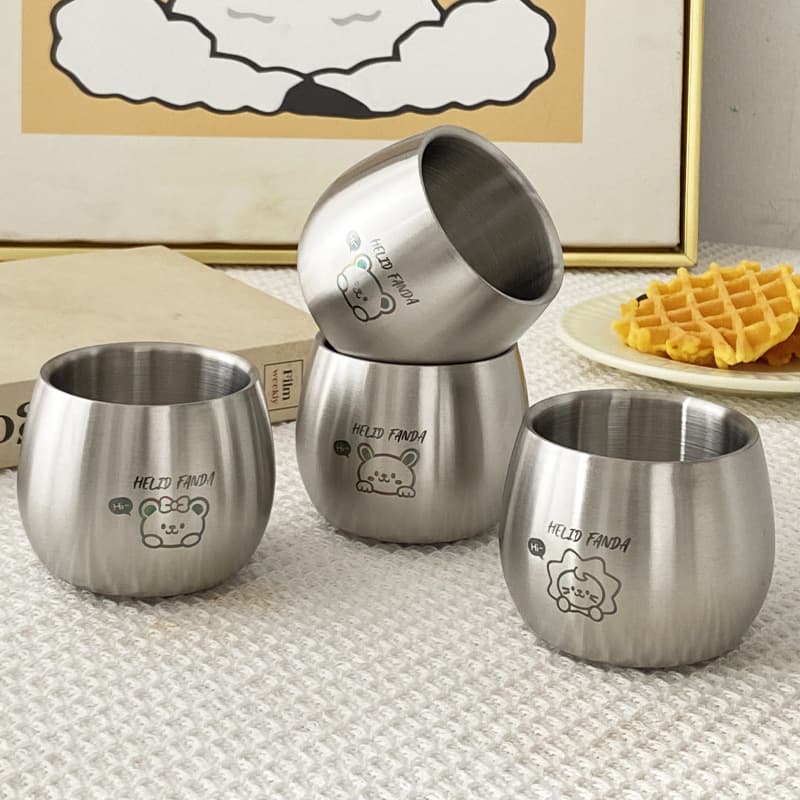 Cartoon Stainless Steel Creative Children's Water Bottle, Household Baby Double-Layer Anti-Scalding Milk Cup, Thickened Anti-Fall Cup 2024