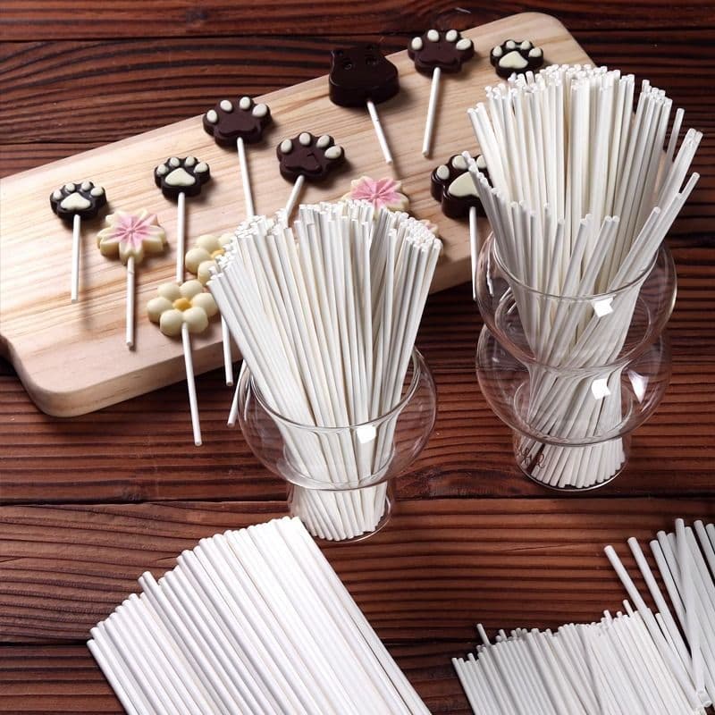 Lollipop Paper Sticks, Chocolate Solid Sticks, Food-Grade Non-Stick Candy Paper Rods, Eco-Friendly Paper Sticks, Cake Insert Sticks
