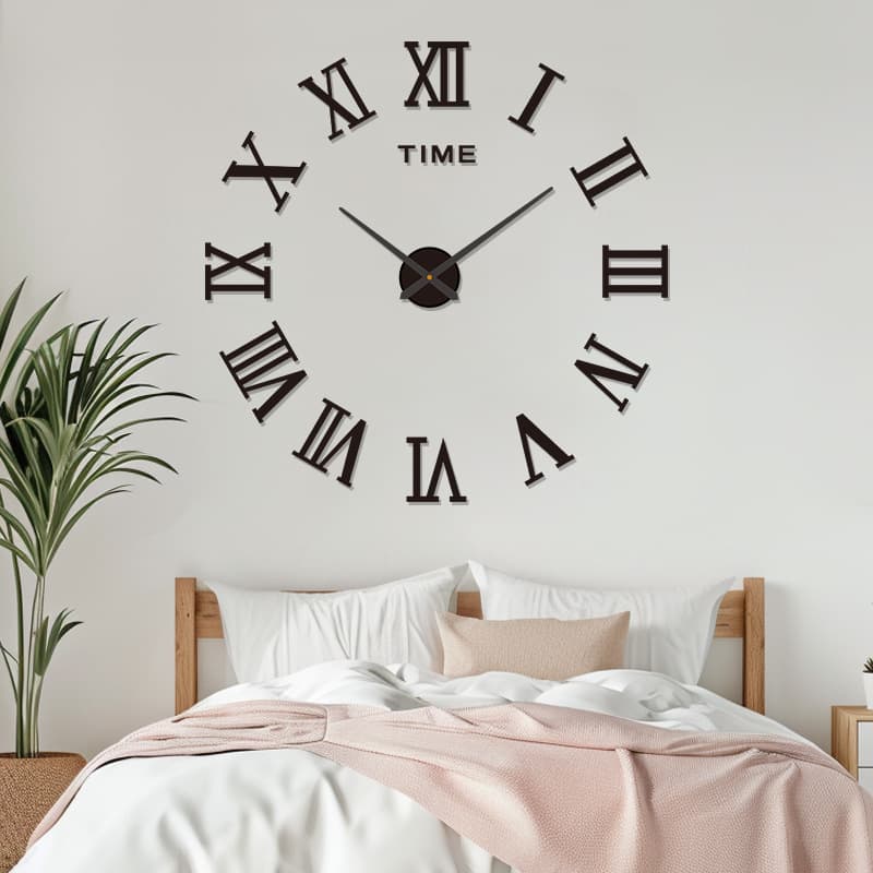 Creative Roman DIY Wall Clock, No-Drilling Adhesive Wall Sticker Clock, Silent Living Room Hallway Acrylic Decorative Wall Clock