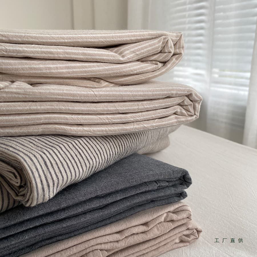 Cotton duvet cover single item ~ Japanese minimalist washed cotton duvet cover, double bed solid color plaid duvet cover, customizable