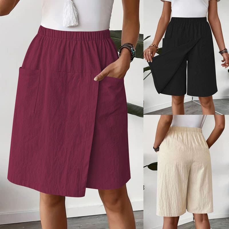 Amazon Foreign Trade Plus Size Slit Skirt Pants Casual Pants Women's Summer Casual Loose Pure Color Wide Leg Pants