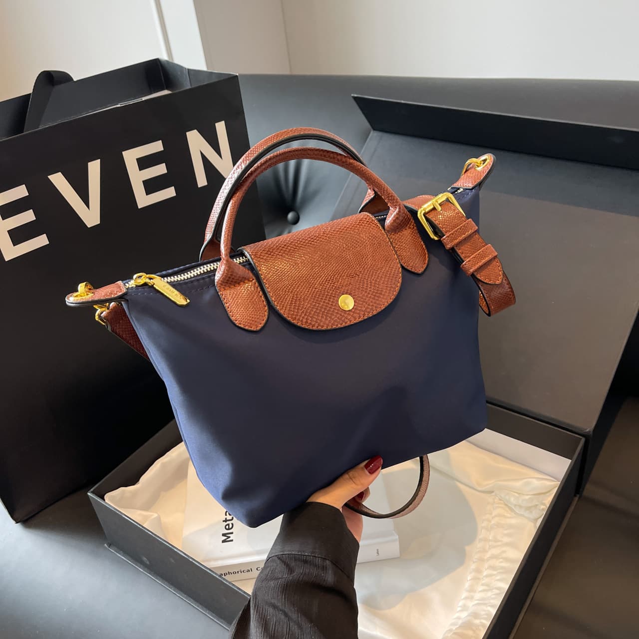 2024 New Oxford Cloth Dragon Bags Women's Textured Fashion Patchwork Handbag Simple Tote Bag