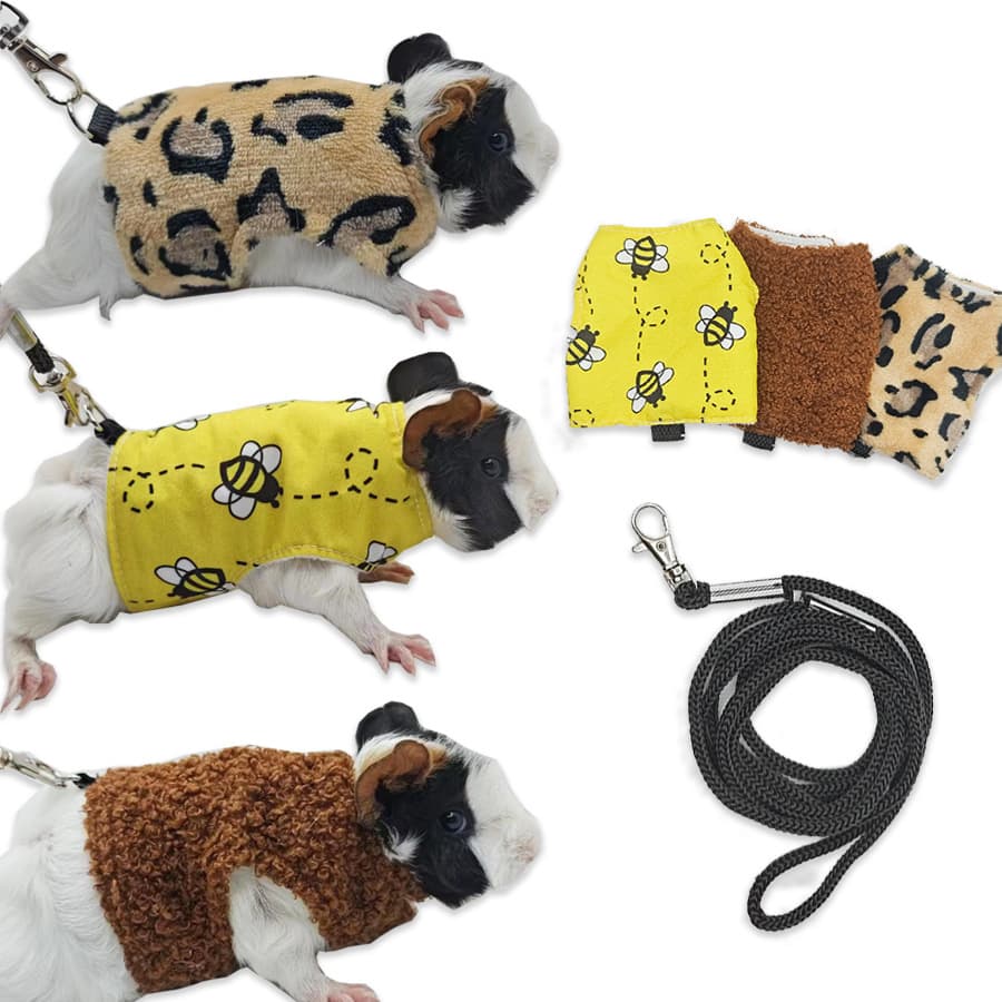 Rabbit and guinea pig leashes, guinea pig harnesses, squirrel leashes and clothing, small pet supplies.