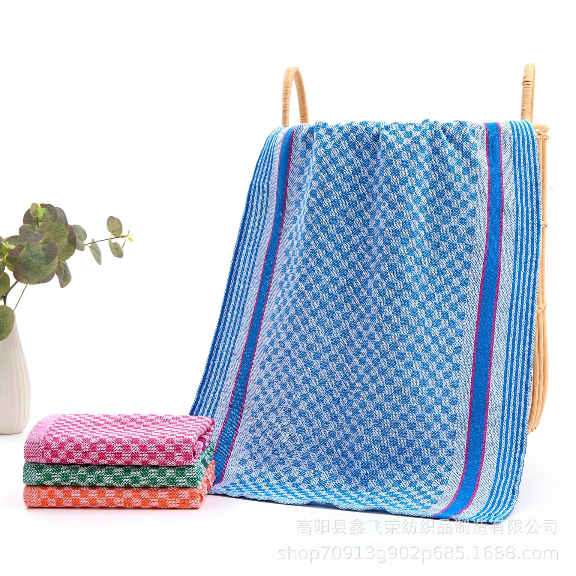 Cross-border Label Sticker Hot-Selling Stock European and American Classic Yarn-Dyed Plaid Tea Towel Kitchen Cloth