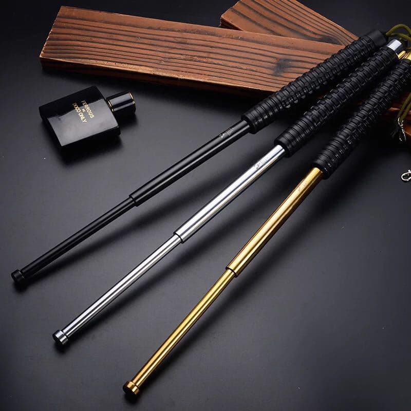 Solid Extended Tactical Baton Legal Car Self-Defense Weapon Three-Section Telescopic Dog Stick Self-Protection Collapsible Tool Anti-Wolf