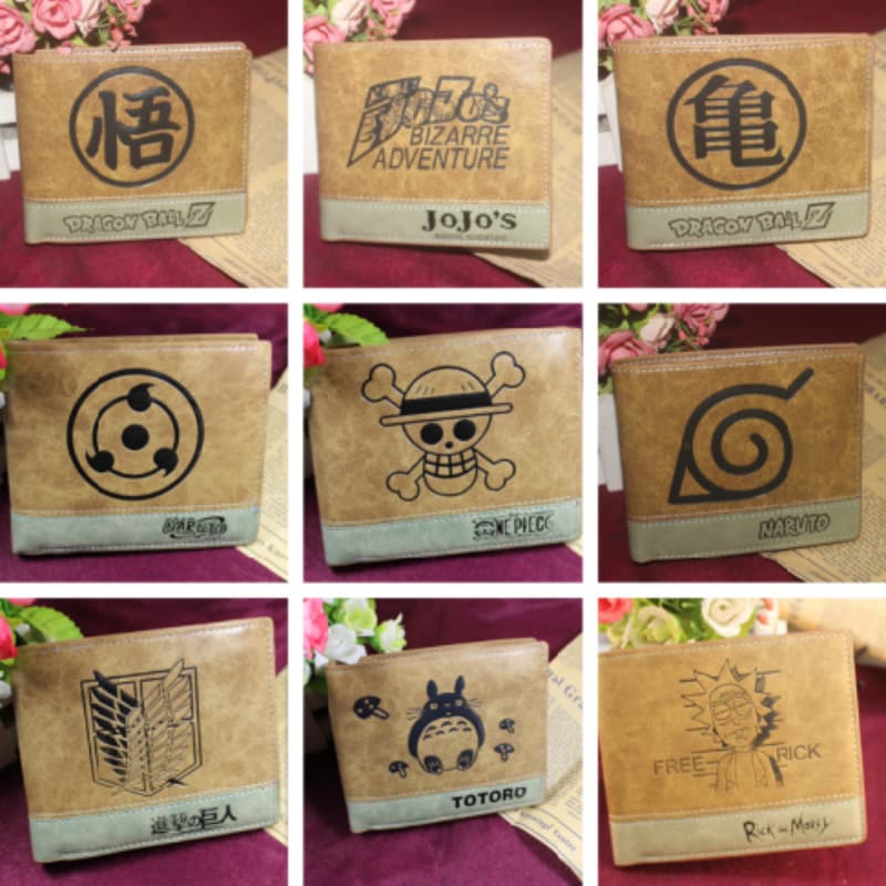 Anime Merchandise One Piece Attack on Titan Student Cartoon Anime Men's Short PU Wallet