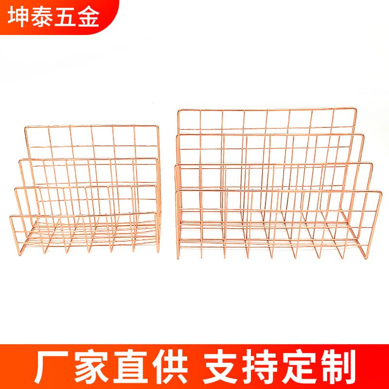 Creative Metal File Holder Desktop Organizer Decorative Shelf Iron Three-Tier Book Rack for Office