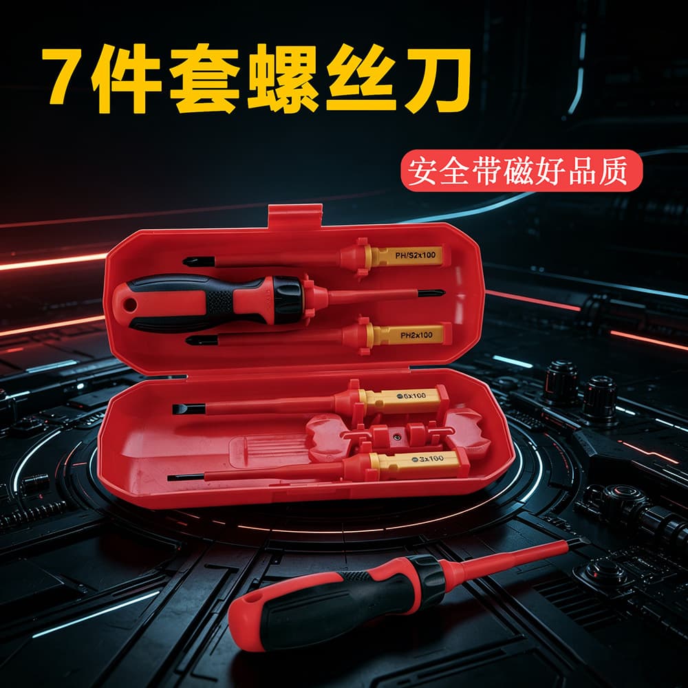 Insulated screwdriver and hardened new product, the same 7-piece electrician and electrical measurement integrated screwdriver combination set